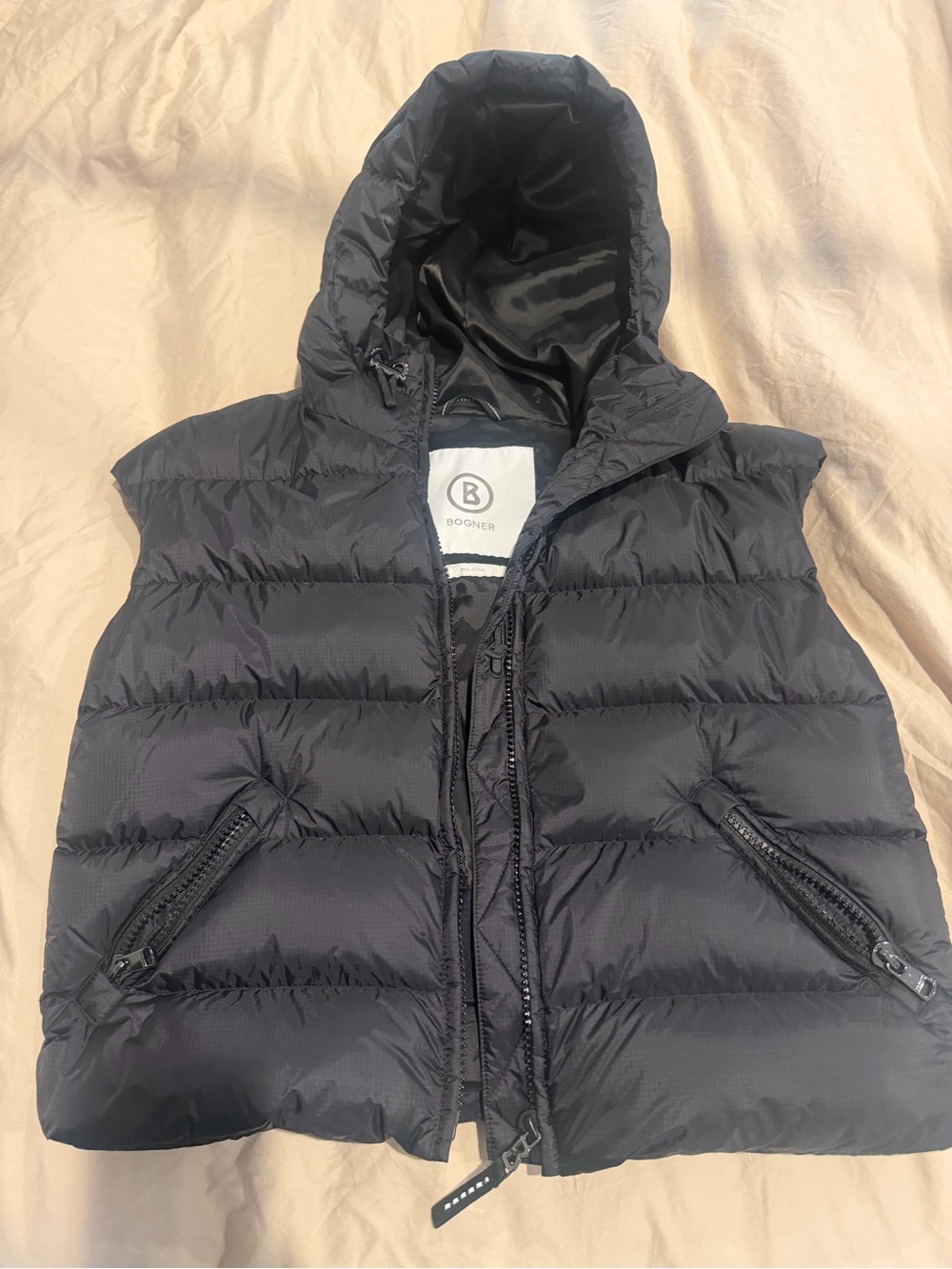 Bogner Womenās Black Puffer Hooded Vest
